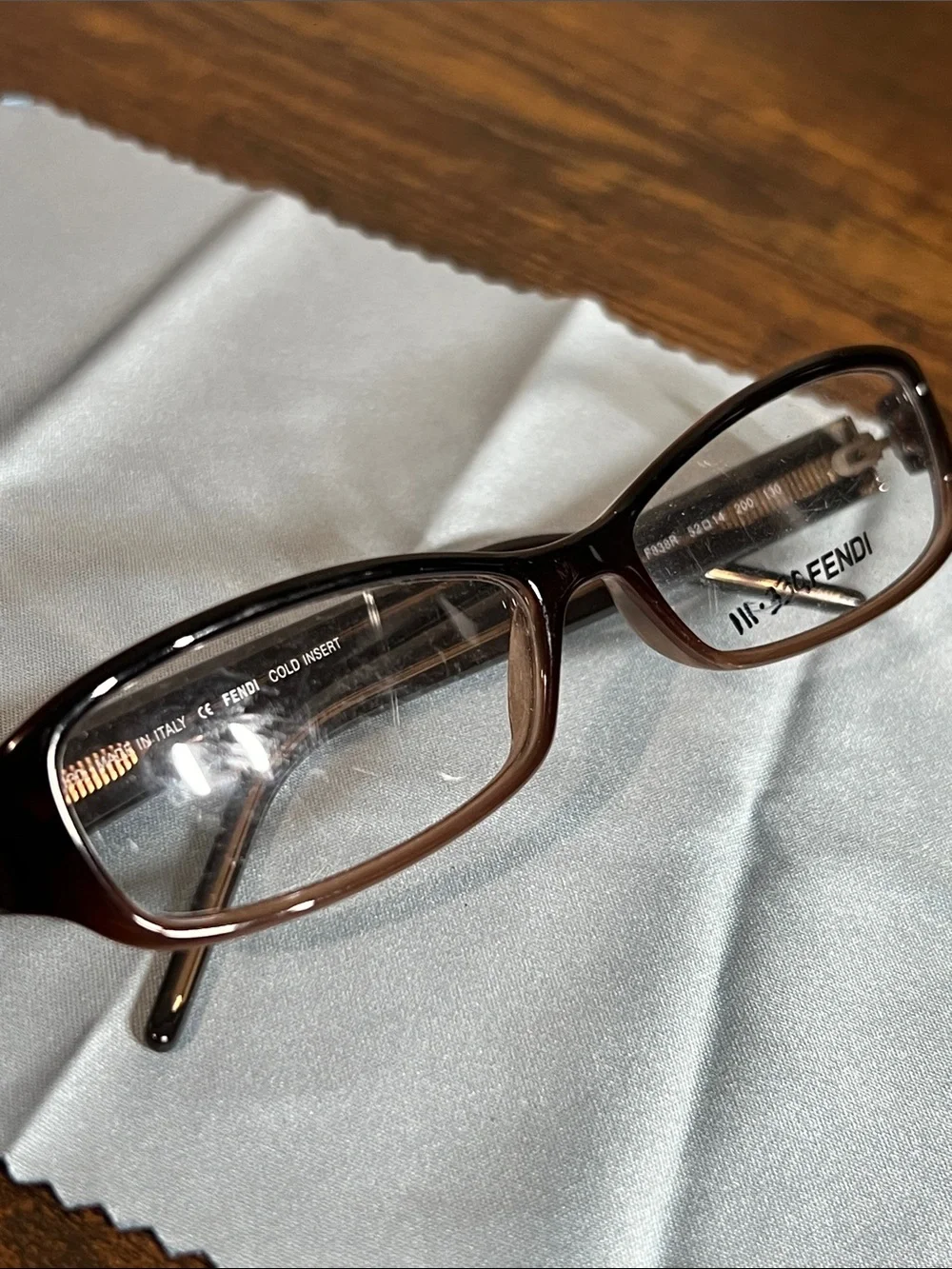 Fendi Brown Monogram FF Pattern Rectangular Eyeglasses